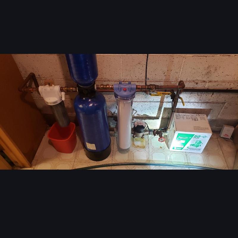 Water filter system with new 3/4 inch ball valve installation