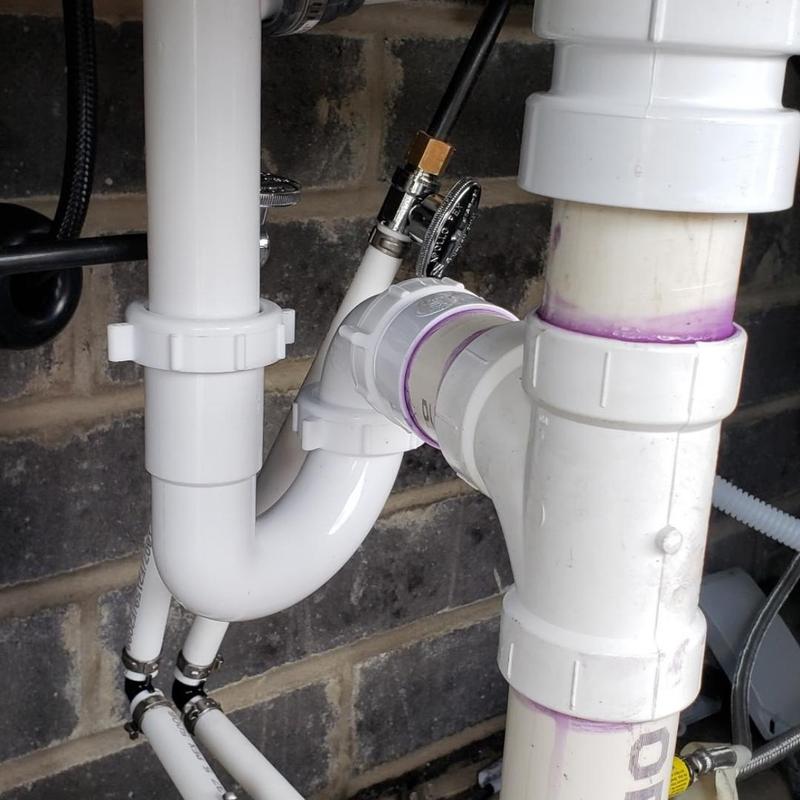 P trap and drain lines installation with Studor vent
