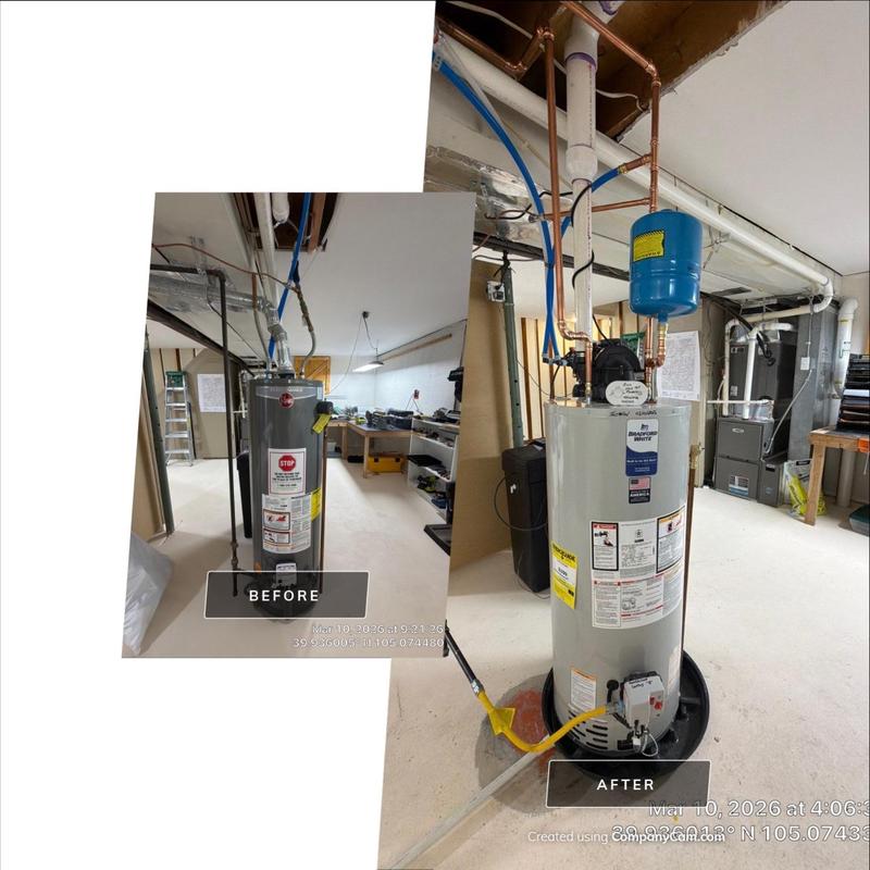 Power vent water heater installation before and after