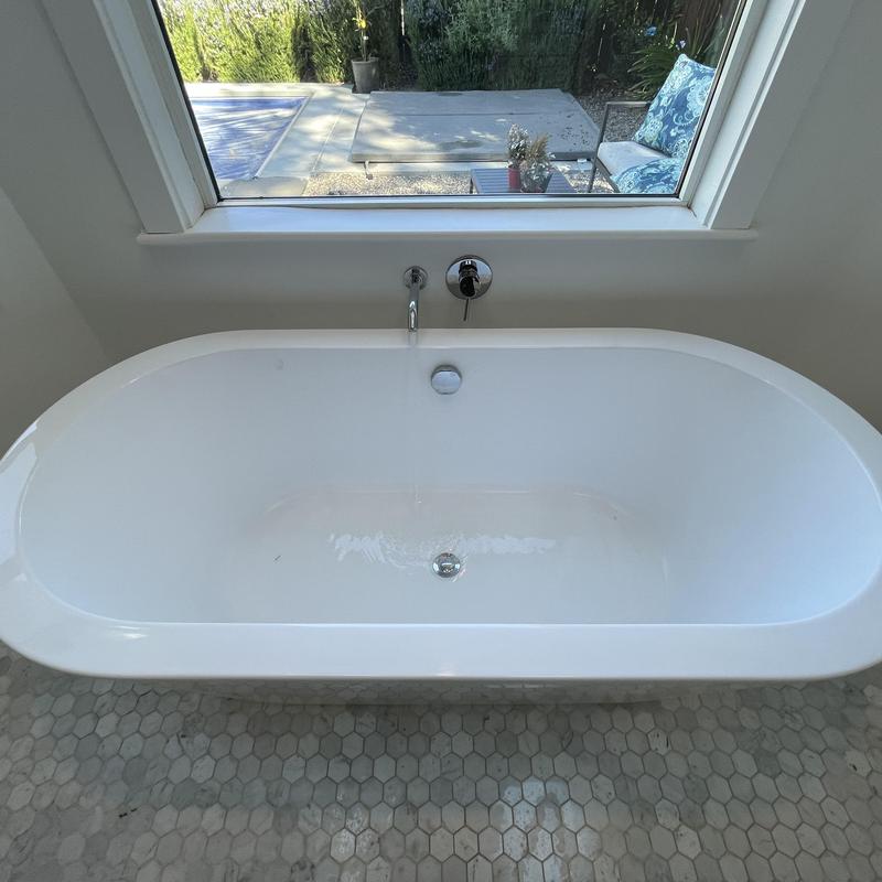 Freestanding bathtub drain replacement and testing