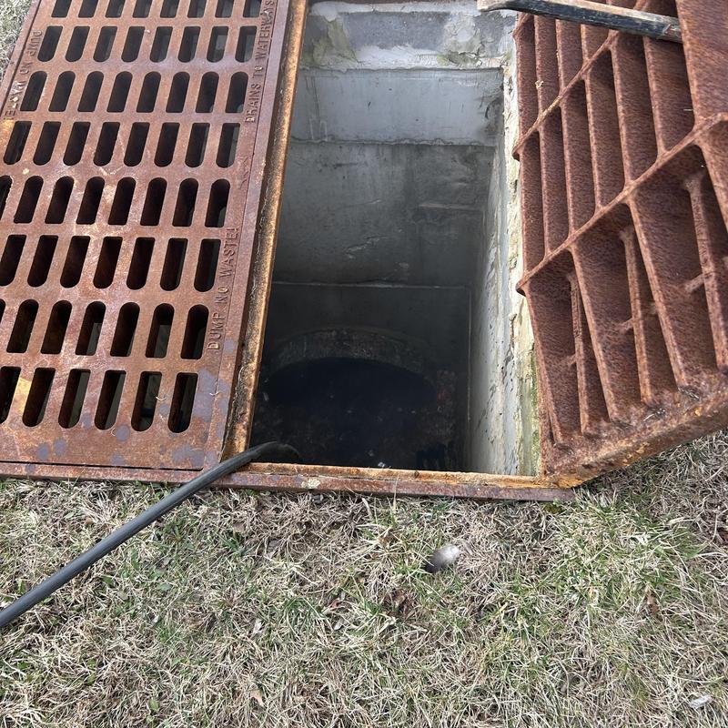 Storm drain jetting with rusted iron grates in Fairfield NJ