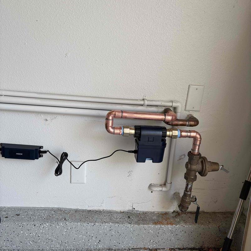 Moen FLO device on copper water main riser installation
