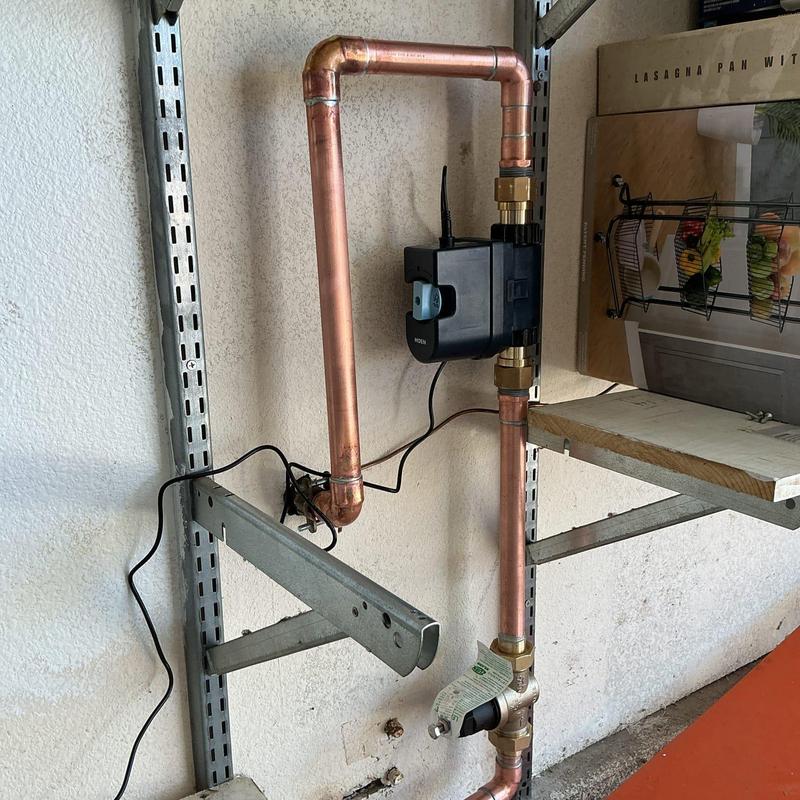 Moen automatic shut-off valve with copper piping