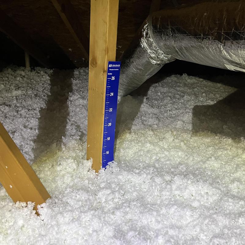 Attic insulation depth measurement with ductwork nearby Attic insulation depth measurement with ductwork nearby