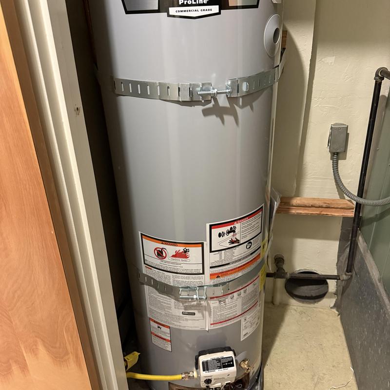 40-gallon water heater with new gas and supply lines installed