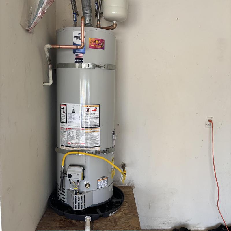Bradford White water heater with propane line installed
