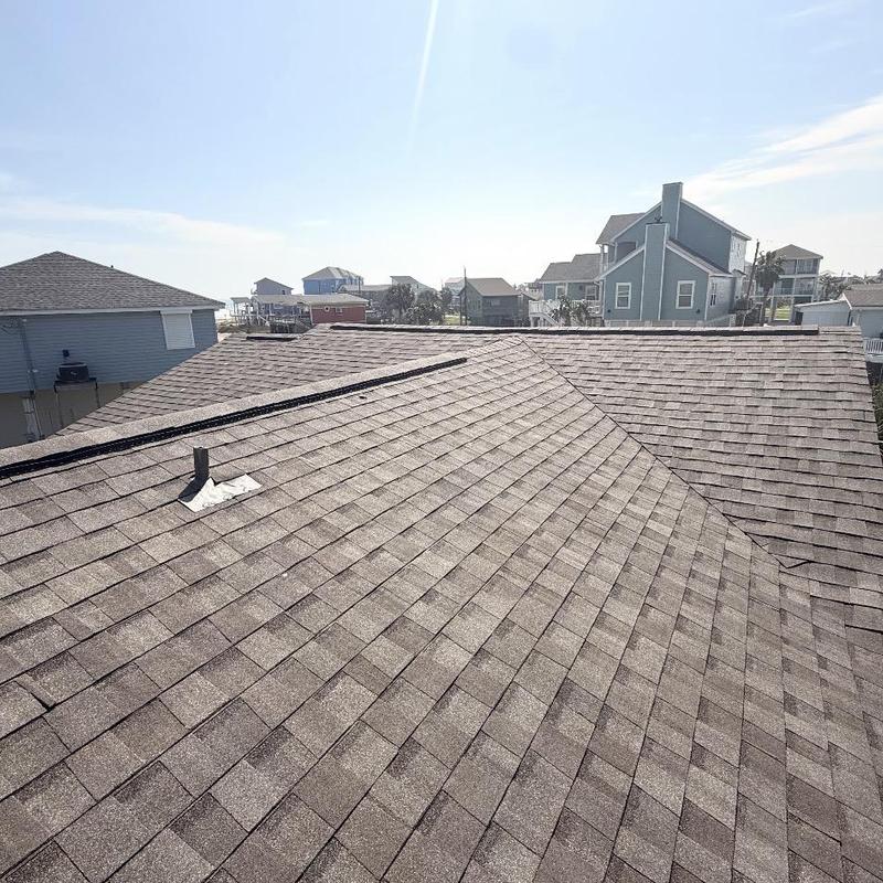 Asphalt shingle roof on Galveston coastal home