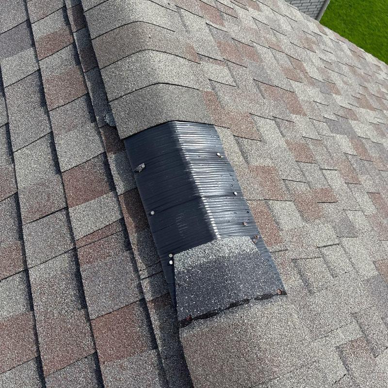 Roof ridge vent with nail fastening on asphalt shingles