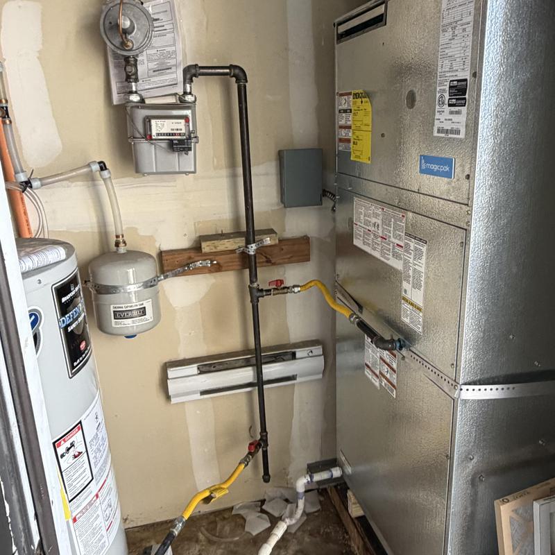 Magic-Pak HVAC unit with gas and water connections