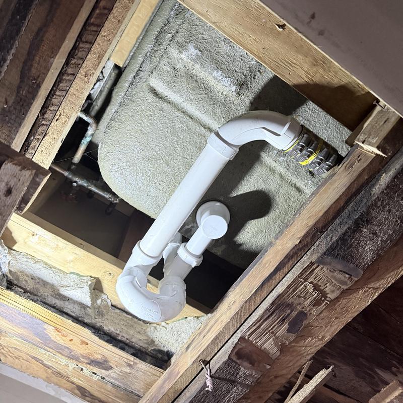 PVC drain pipe under kitchen sink with rebuild work PVC drain pipe under kitchen sink with rebuild work