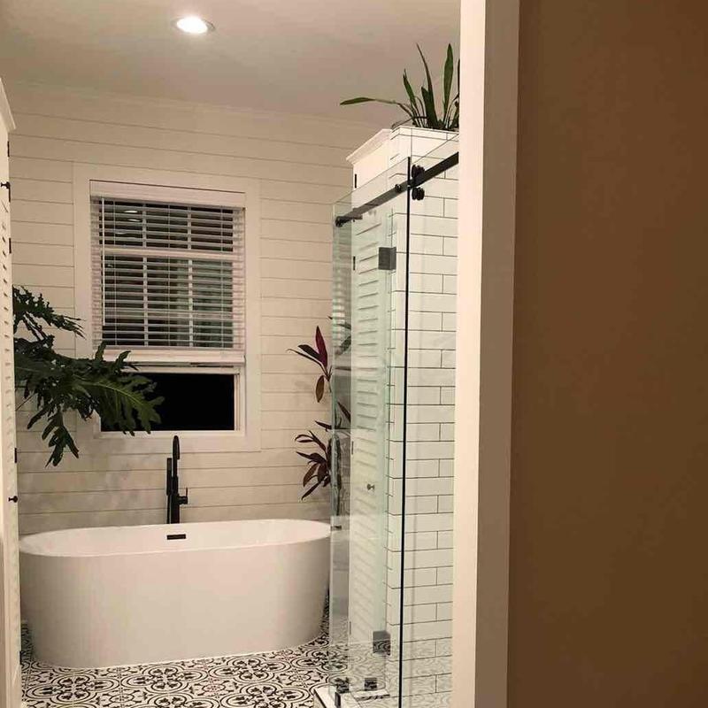 Freestanding bathtub and glass shower enclosure remodel Freestanding bathtub and glass shower enclosure remodel