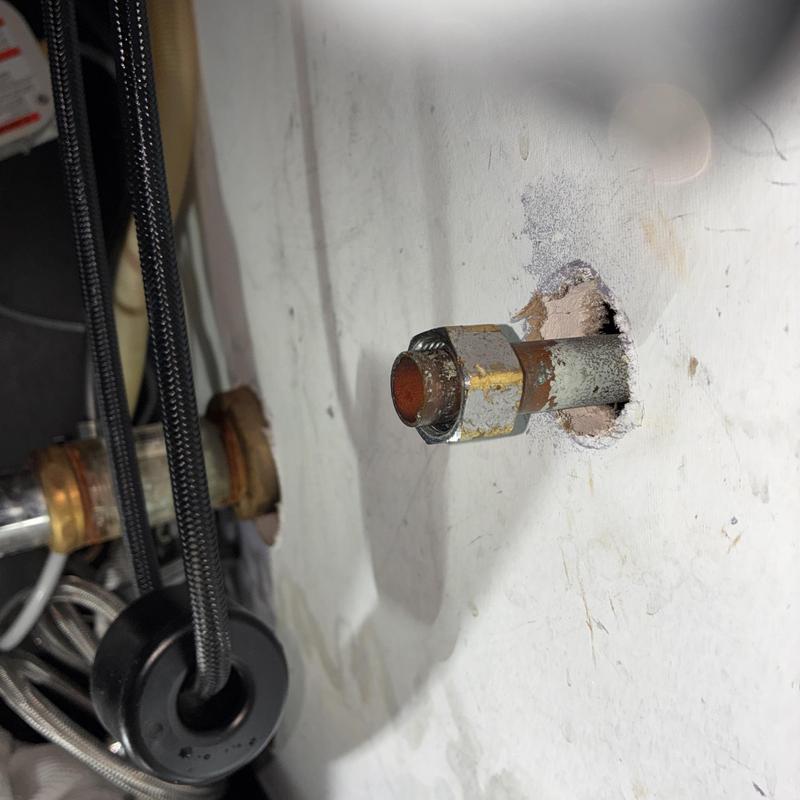 Angle stop valve installation on laundry sink line