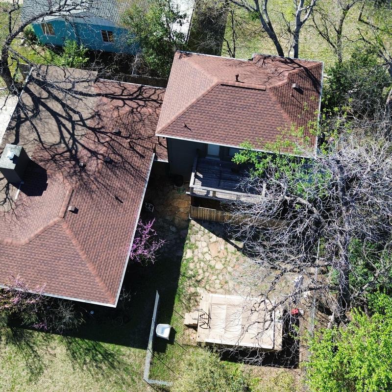 GAF HDZ Weathered Wood shingles on residential roof GAF HDZ Weathered Wood shingles on residential roof