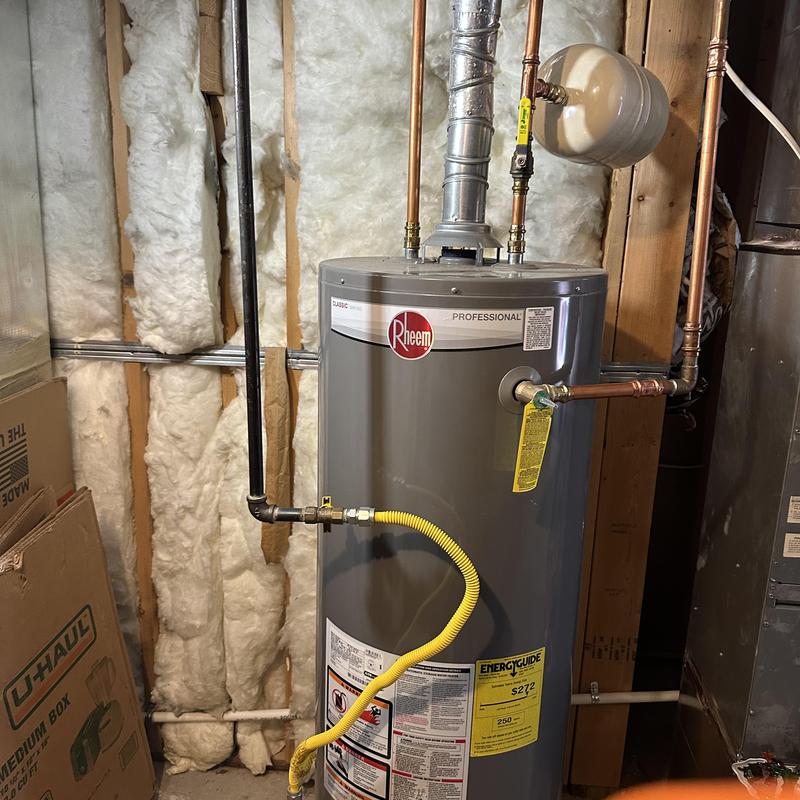 50-gallon Rheem gas water heater with expansion tank 50-gallon Rheem gas water heater with expansion tank