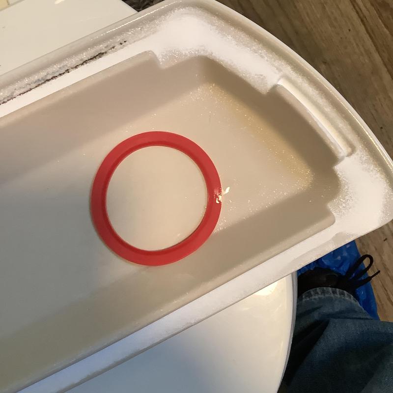 Kohler toilet tank lid with red gasket ring
