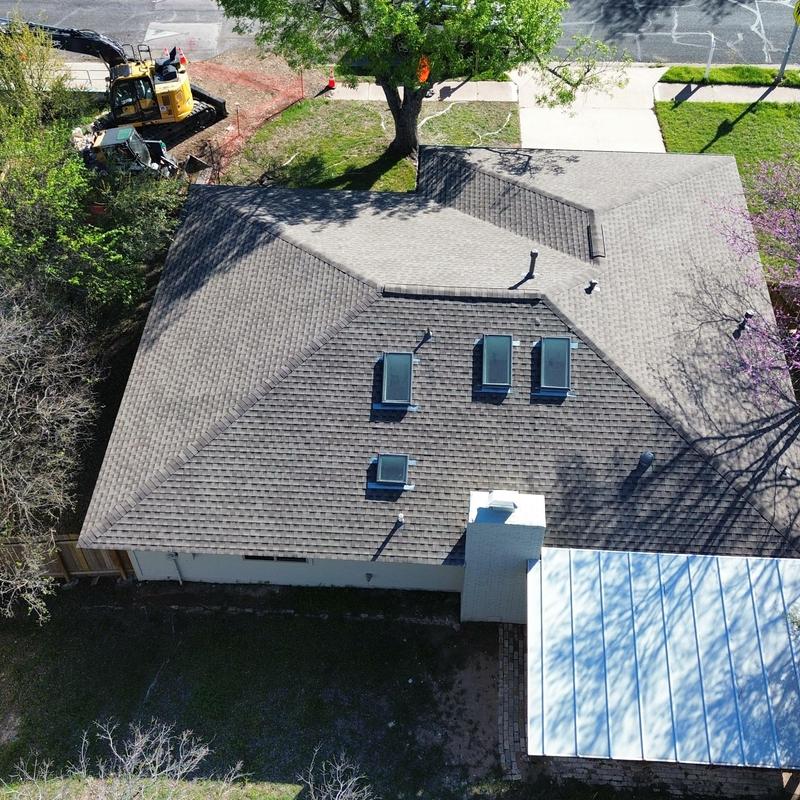 GAF HDZ shingle roof with skylights and patio cover GAF HDZ shingle roof with skylights and patio cover