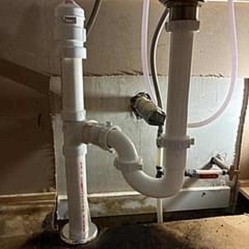 Kitchen sink drain with added air admittance valve