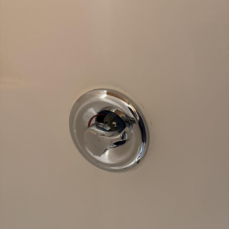 Chrome Moen shower handle upgrade with exposed wiring