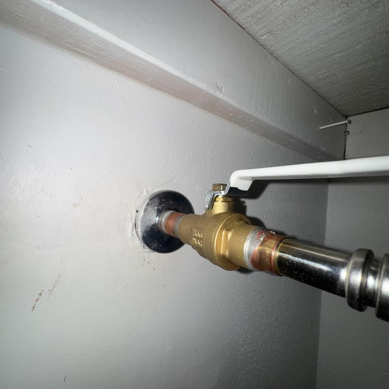 Ball valve and supply line on water heater pipe