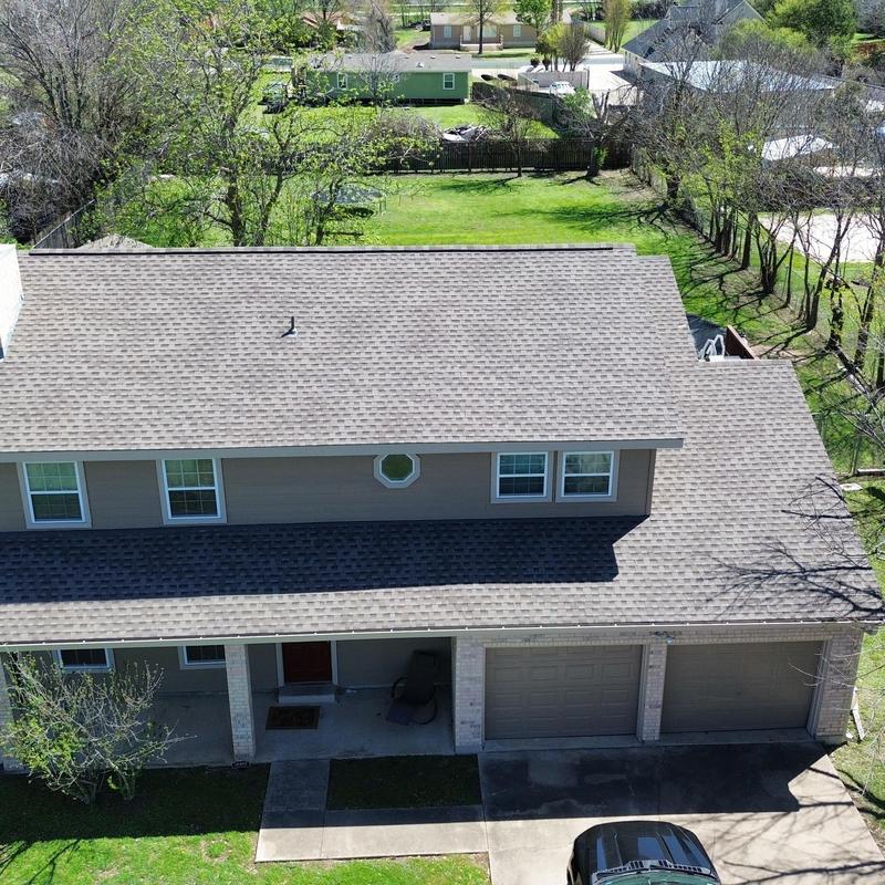 GAF 30-year HDZ roof shingles on two-story home GAF 30-year HDZ roof shingles on two-story home