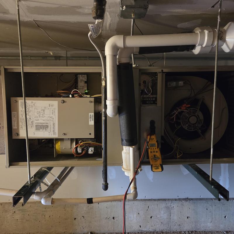 Furnace blower and PVC vent pipe installation detail