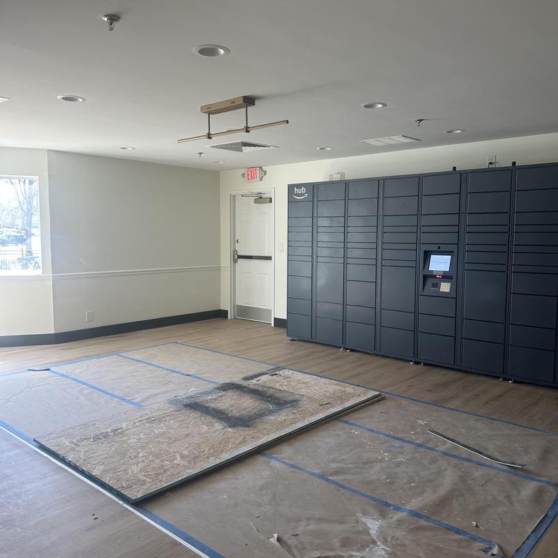Drywall and ceiling painting prep in hotel renovation Drywall and ceiling painting prep in hotel renovation