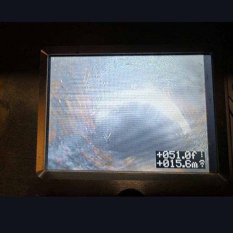 Drain inspection camera view showing pipe interior clearance
