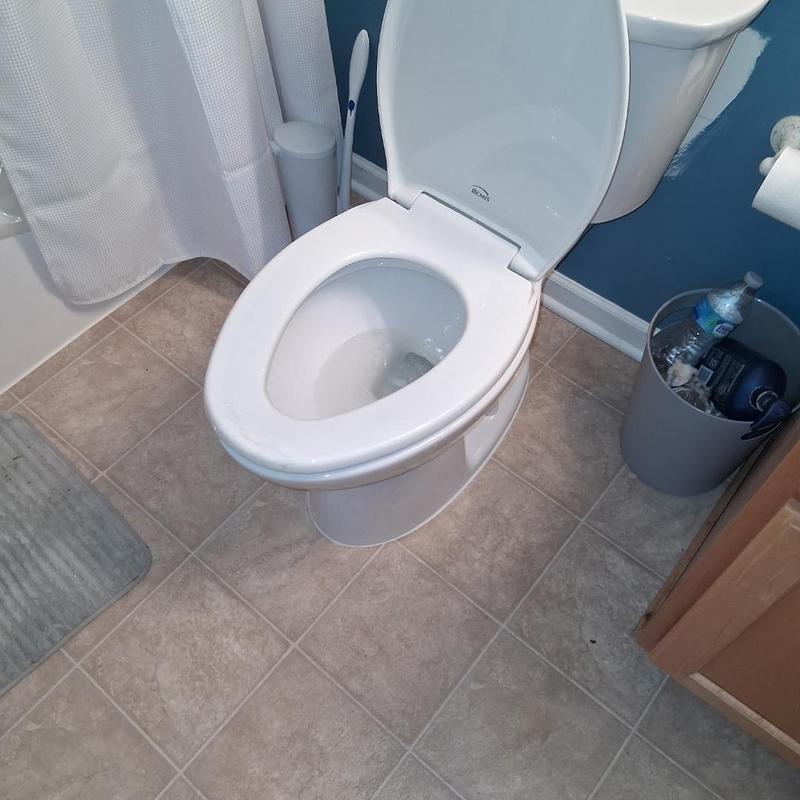 Toilet bowl and flush system in bathroom corner