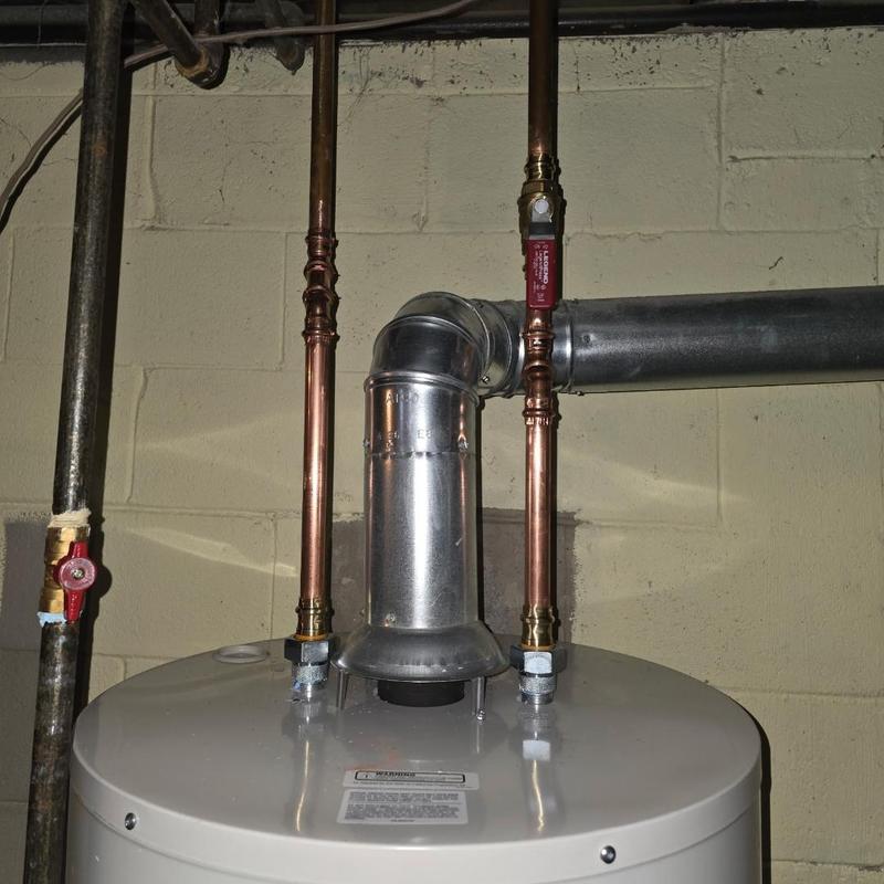 Bradford White water heater vent and copper pipes