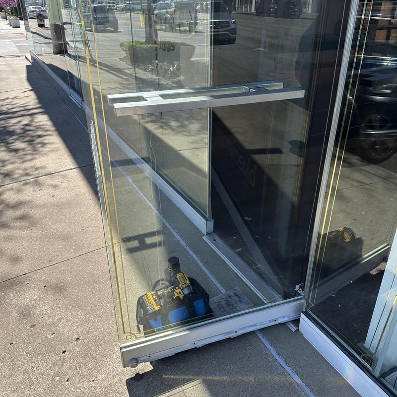IC core housing glass door with locksmith tools