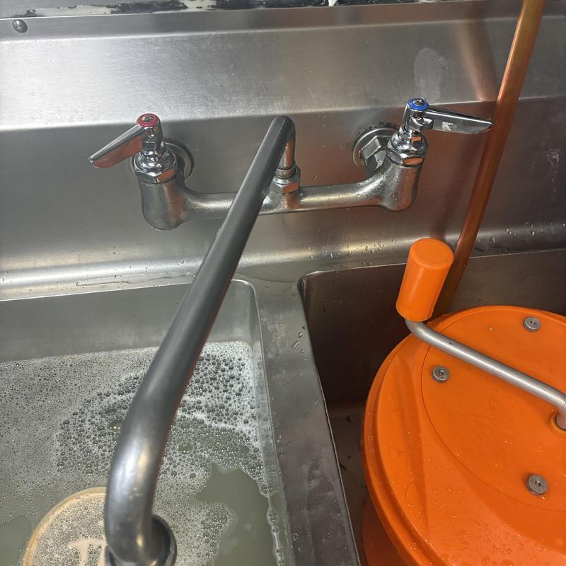 Kitchen faucet with hot and cold valve replacements