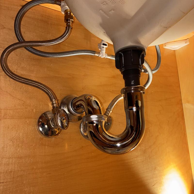 Basin sink P-trap and faucet water supply lines