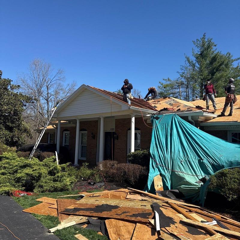 Roof decking upgrade with storm damage repairs in progress