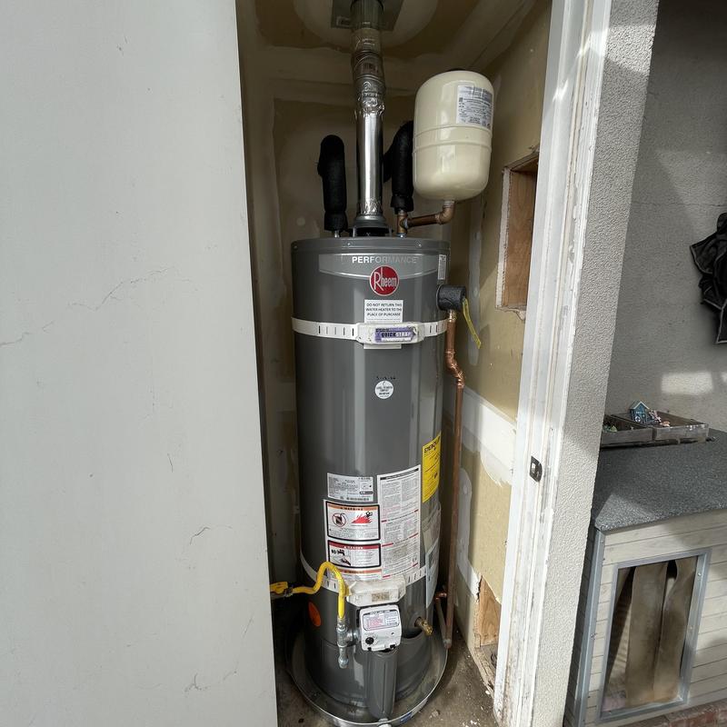 Water heater replacement with new expansion tank installed