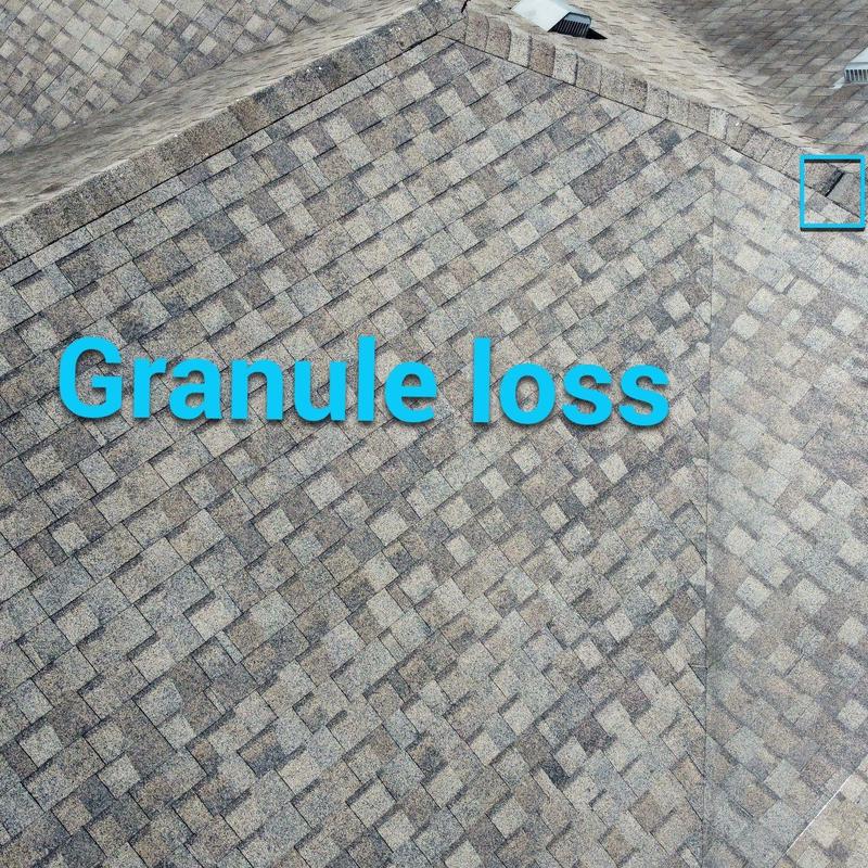 Roof shingle granule loss from hail damage