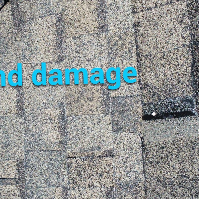 Shingle granule loss from hail damage on roof shingles