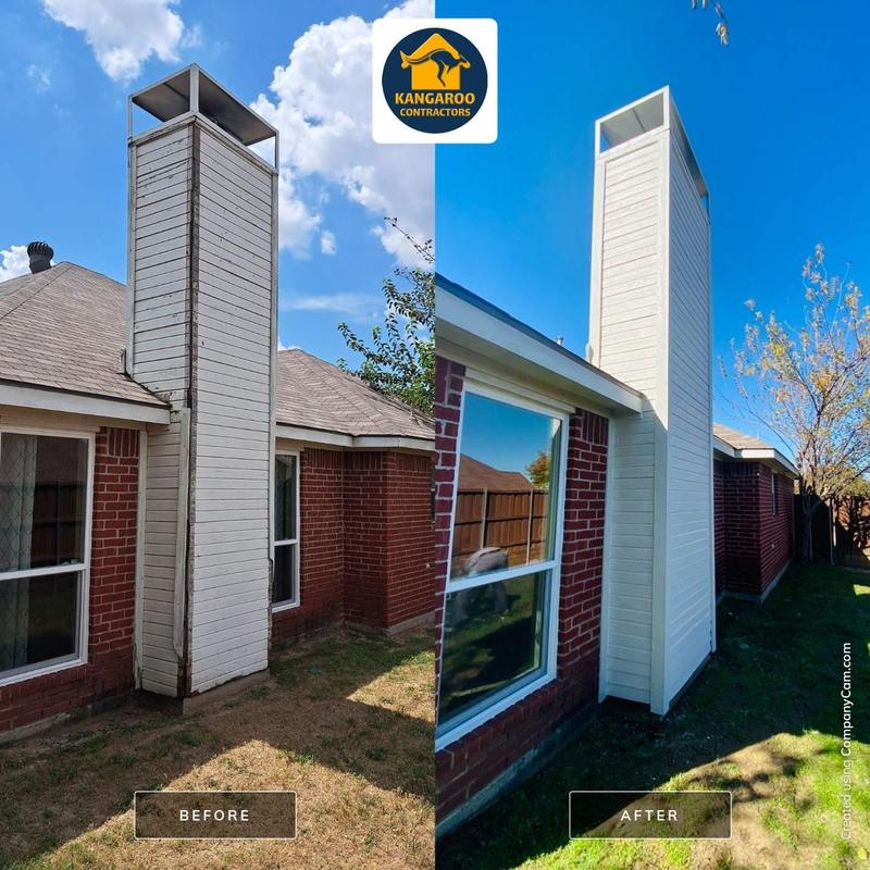 Chimney chase with LP SmartSide siding replacement Chimney chase with LP SmartSide siding replacement