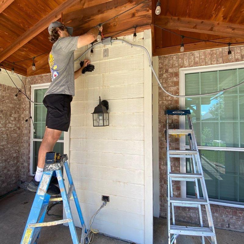 LP SmartSide siding and trim replacement on porch wall LP SmartSide siding and trim replacement on porch wall