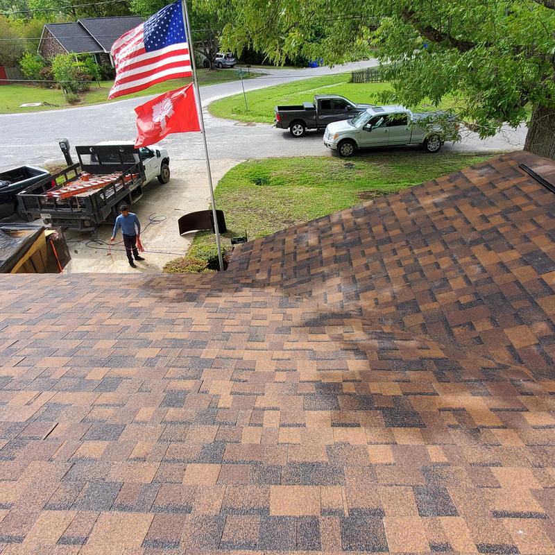 Owens Corning Brownwood shingle roof with decking repairs