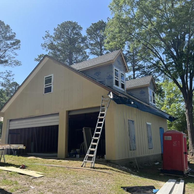 Garage dormers construction and siding installation