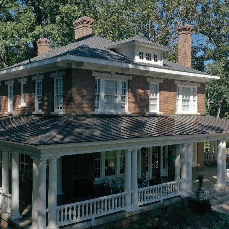 Metal porch roof replacement on historic home Metal porch roof replacement on historic home