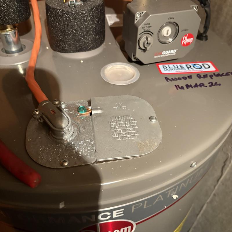Smart water heater with new anode rod installed Smart water heater with new anode rod installed