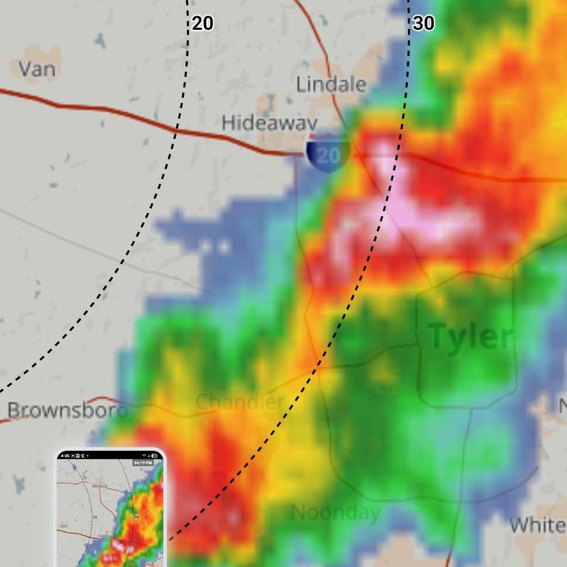 Hailstorm radar over Terrell, TX area