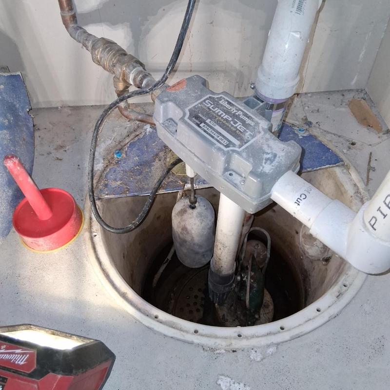 Sump pump system replacement with backup installation