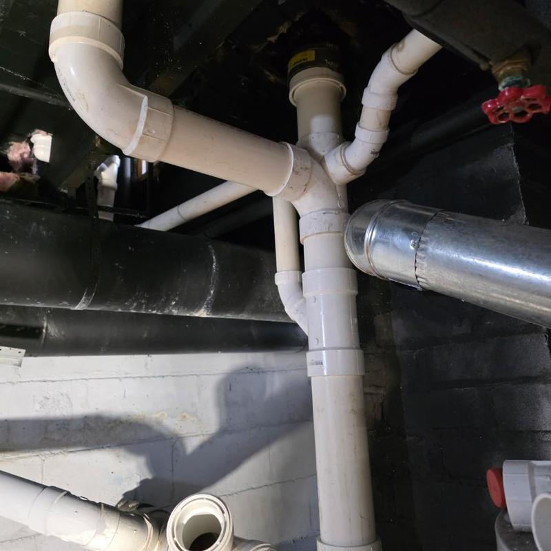 PVC plumbing stack replacement with watco trip waste overflow