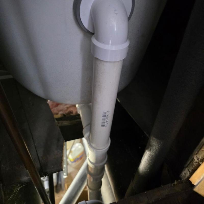 PVC plumbing stack replacement under toilet tank