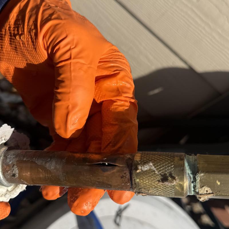 Hose bib freeze-broken copper pipe leak