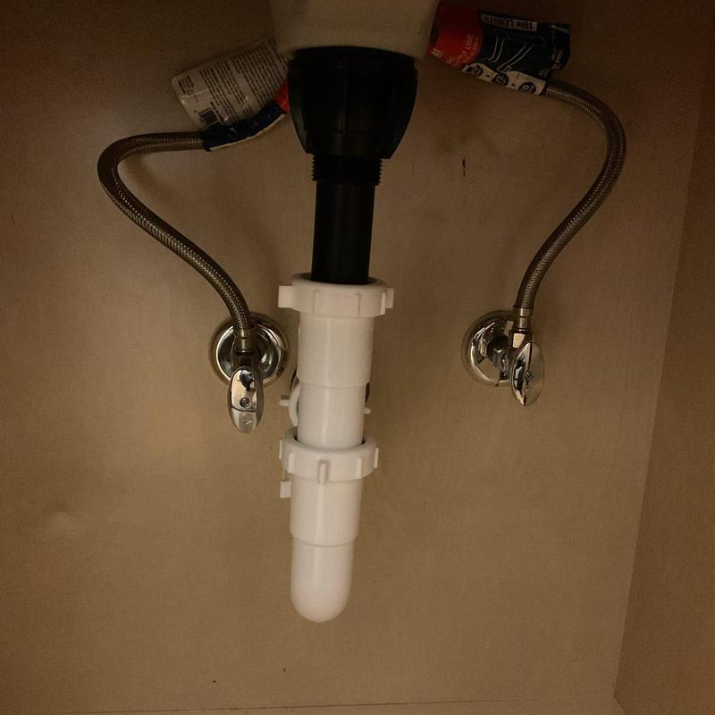 Kitchen sink drain trap and water supply lines