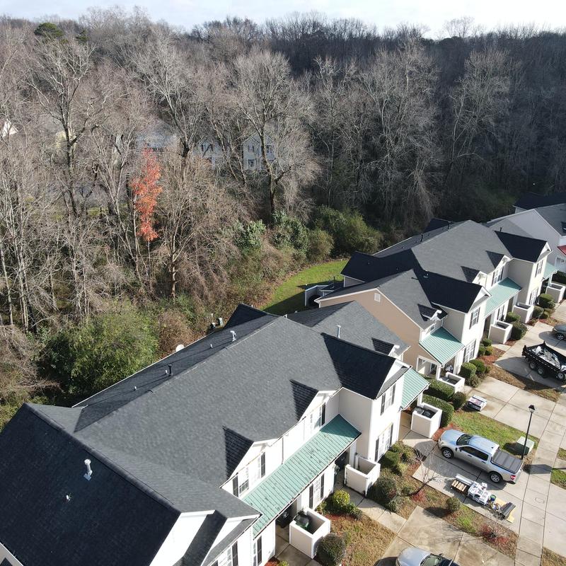 Asphalt shingle roofs on Charlotte townhomes Asphalt shingle roofs on Charlotte townhomes
