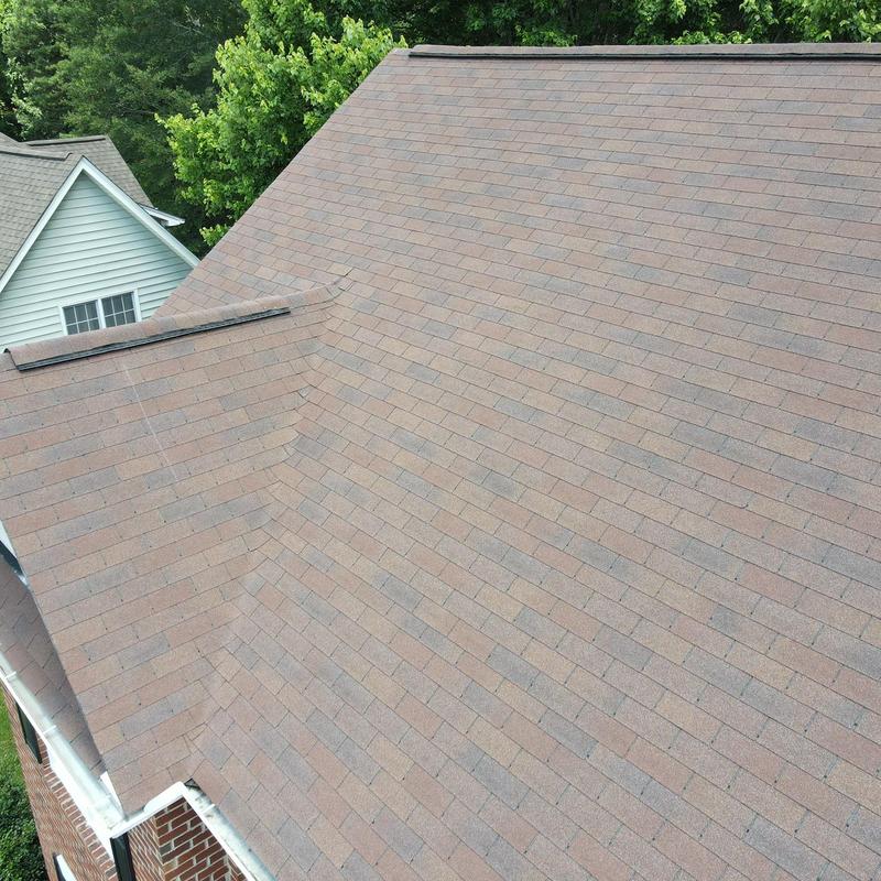IKO Dynasty Brownstone shingles on residential roof IKO Dynasty Brownstone shingles on residential roof